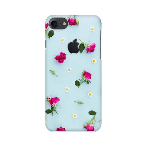 Floral Background Mobile Cover For Apple iPhone 7 with Apple Cut